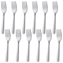 12 Pc Stainless Steel Salad Forks Fruit Utensils Flatware Mirror Polished Silver