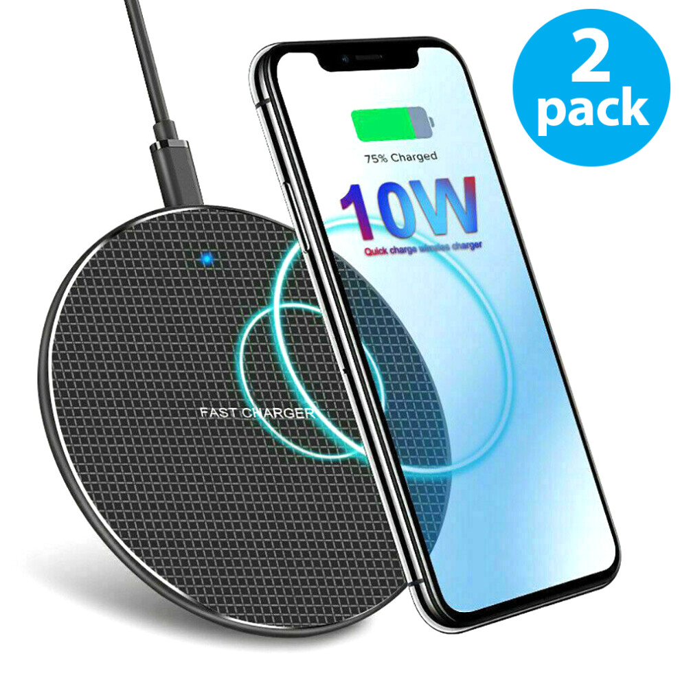 Freedomtech 2-Pack Qi Wireless Charging Pad Compatible With Iphone 8/8 Plus, X, Xs/Xs Max/Xr, Samsung S7/S8/S8+/S9/S9+, Note 5/8/9, Nexus & All Qi 9499224731202