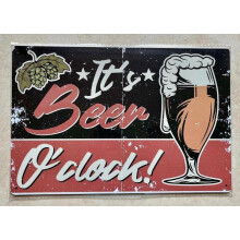 It's Beer O'clock Metal Sign Man Cave Pub Bar Cafe Garden Party Gift Size: 8 x 12 Inches
