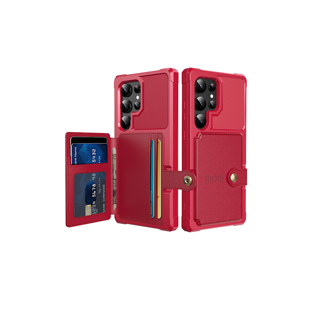 Compatible With Samsung Galaxy S24 Ultra - Smart And Stylish Case - 4 Card Slots Red 9353595234345
