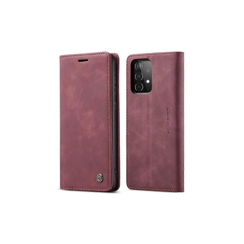 Caseme 013 Series Leather Case Compatible With Samsung Galaxy A52 5G/A52 4G/A52s 5G Magnetic Auto-Absorbing Wallet Case With Stand Winered 9353595234642