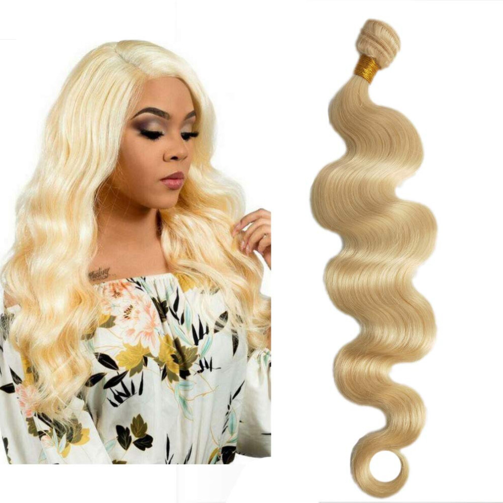 Unisex Brazilian Blonde Human Hair Bundles 16In 613 Body Wave Virgin Remy Weave Double Weft Tangle