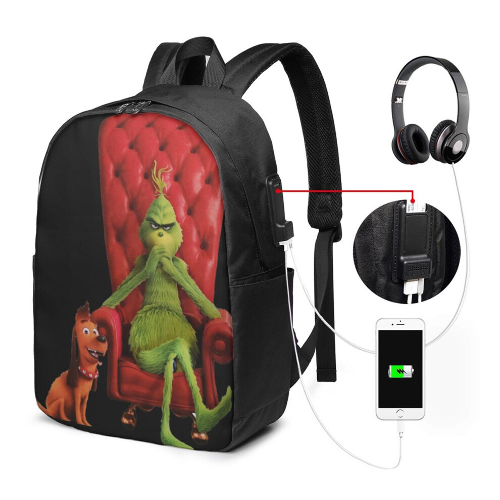 Grinch Travel Laptop Backpack, Business Anti Slim Durable Laptops Backpack With Usb Charging Port, College School Computer Bag For Men & Women 9313598816115
