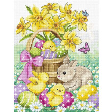 Counted Cross Stitch Kit LetiStitch Easter Rabbit and chicks L8033