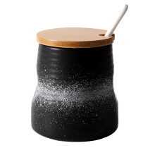 Porcelain Sugar Bowl with Lid and Spoon, 340ml Ceramic Sugar Container for Kitchen Counter
