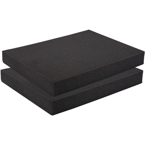 2 Pack Black Packing Foam Sheets, 2 Inch Polyurethane Cushioning Inserts for Cases, Moving (12x16 in)