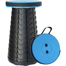 Portable Telescopic Stool, Upgraded Folding Camping Stool Adjustable Blue