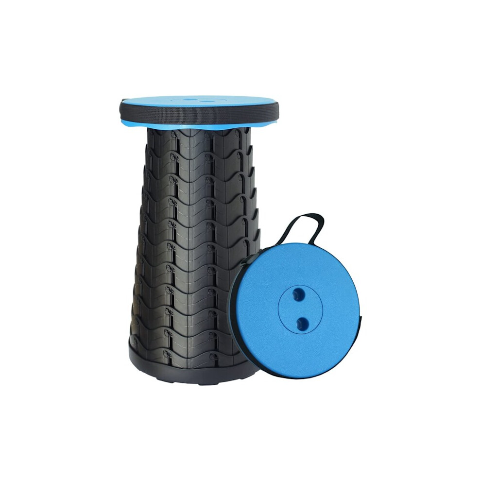 Portable Telescopic Stool, Upgraded Folding Camping Stool Adjustable Blue