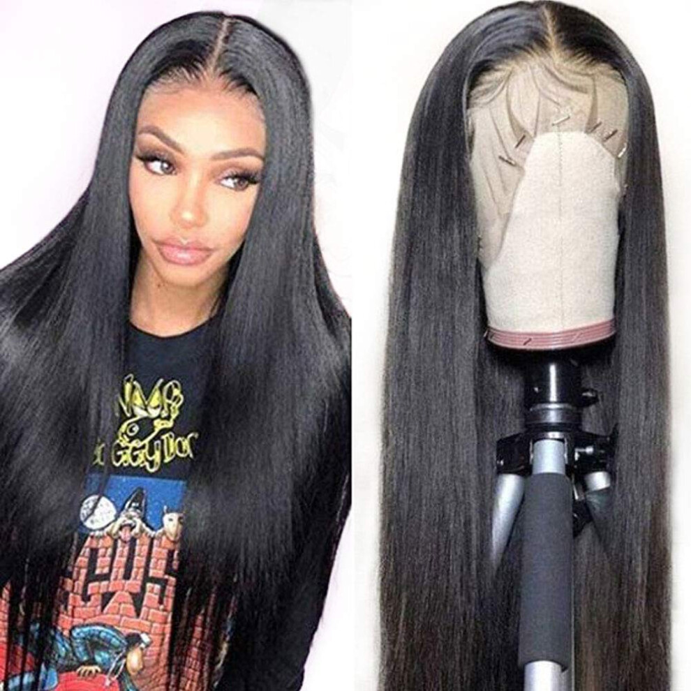 Brazilian Human Hair Lace Wig 16 Inch Full Lace Glueless for Black Women 130% Density Natural Hairline