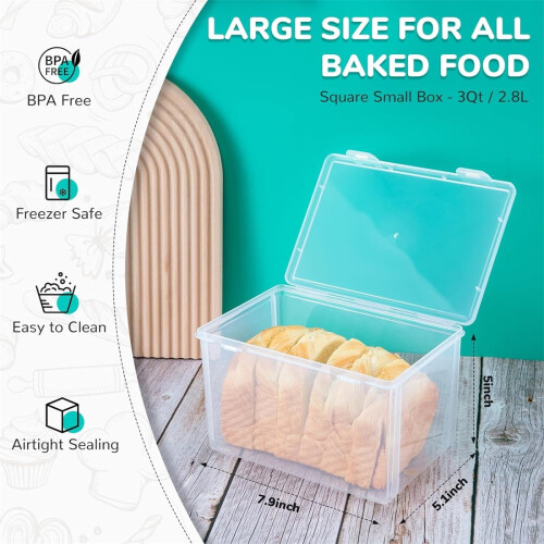 Plastic Bread Box, Airtight Container for Fridge, Keeps Bread Fresh, Compatible with Slice Bread, Crackers, Snacks, Bagels, with Lid 1