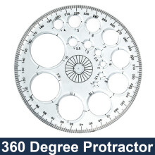 360 Degree Round Ruler Circle Office School Drafting Template Protractor Drafting Tools Math Geometry Set
