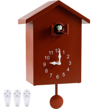 Lzvxtym Cuckoo Clock Cuckoo Wall Clock with Bird Tweeting Sound Hanging Bird Clock for Home,Orange