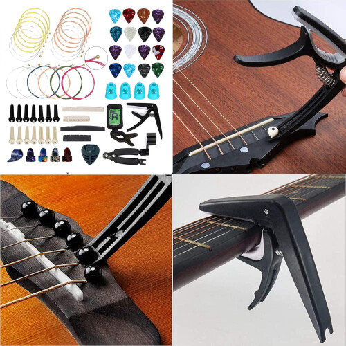 66pcs Guitar Accessories Kit Picks,Bridge Pins,Nuts & Saddles,Finger Protector 2