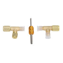 ZPSHYD Quick Coupler Access Tee, 1/4in Valves Core Brass Tee Adapter Quick Coupler Access Tee Fittings for Vacuum Gauge R22 R12