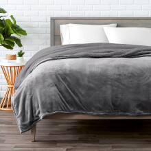 Bare Home Sherpa Fleece Blanket - Reversible Plush Bed Blanket Grey - Grey King