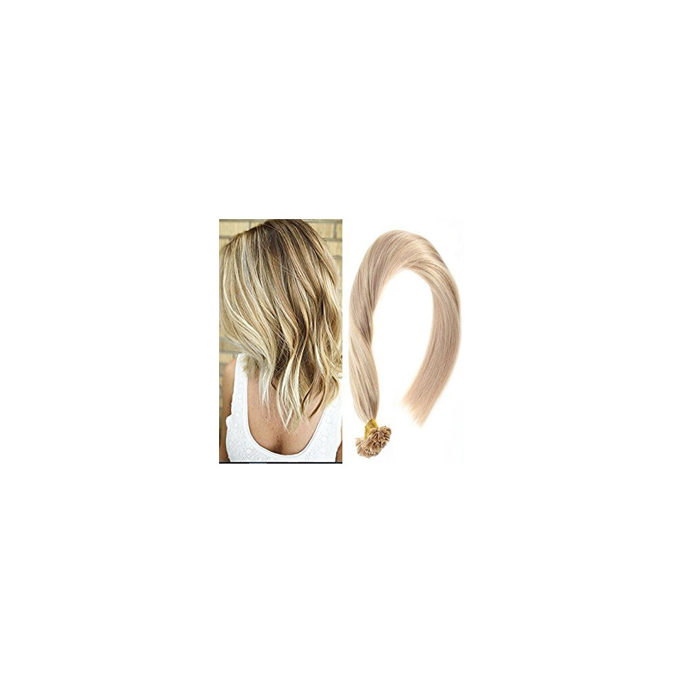 Unisex U Tip Hair Extensions 10 Inch Blonde 613 Virgin Human Hair Pre Bonded Keratin Nail Tip