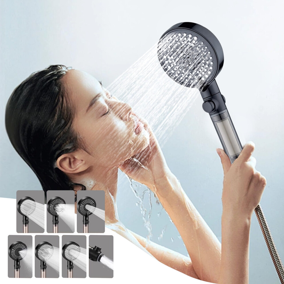 Household Essentials Zkccnuk Turbo Shower Head With 7 Modes & Pressurized Water Stop, Compatible With Standard Showers 9448990266180