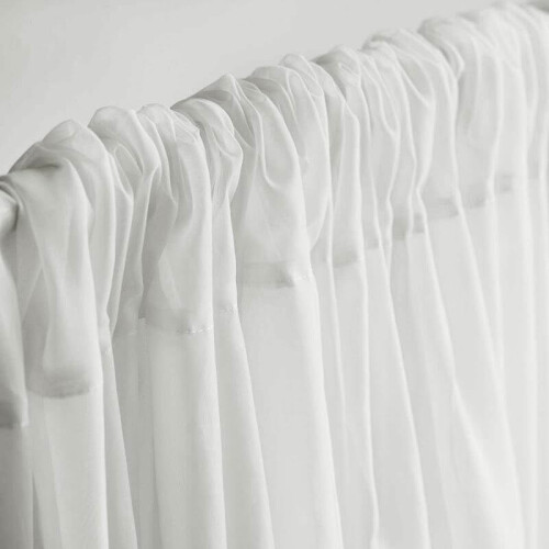 10FT Fire Retardant White Sheer Voil Curtain Panel Backdrop - Premium Collection 1