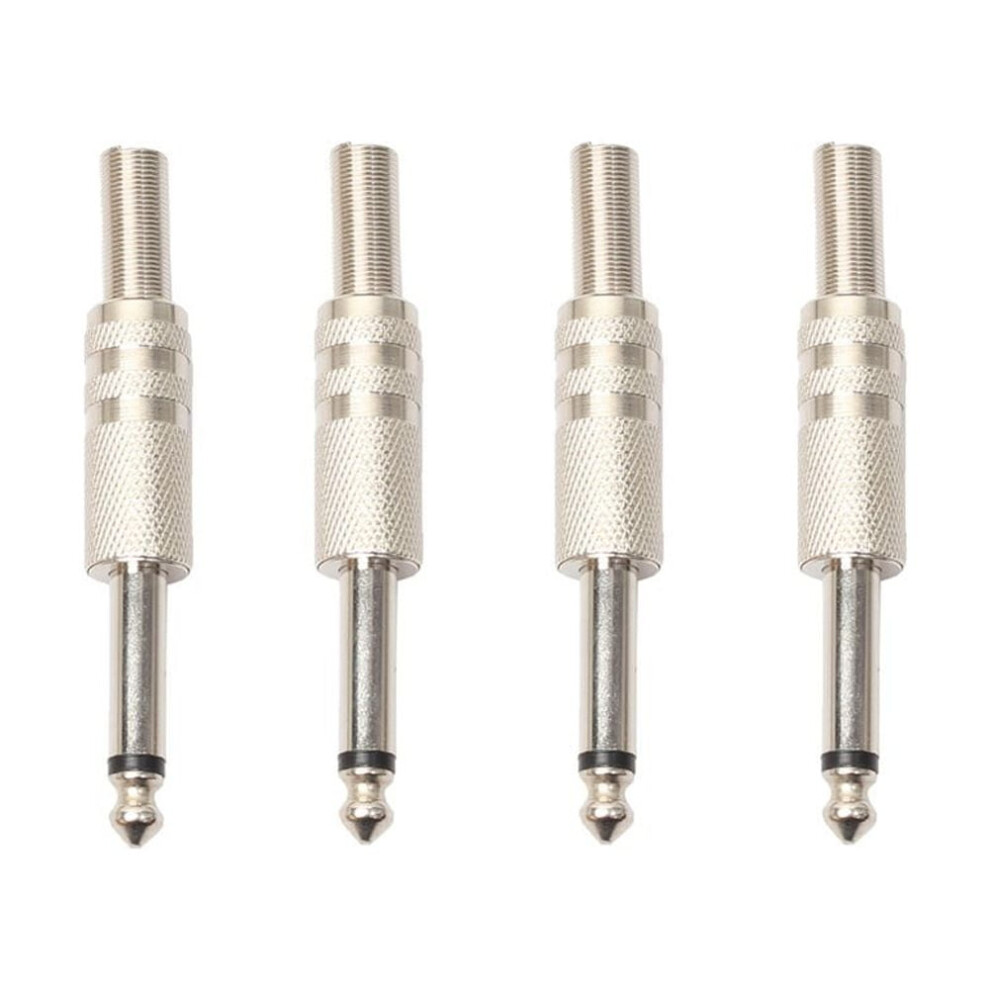 4Pcs 6.35Mm Metal Mono Amplifier Plug 1/4Inch Microphone Audio Connector Jack 9450273637648