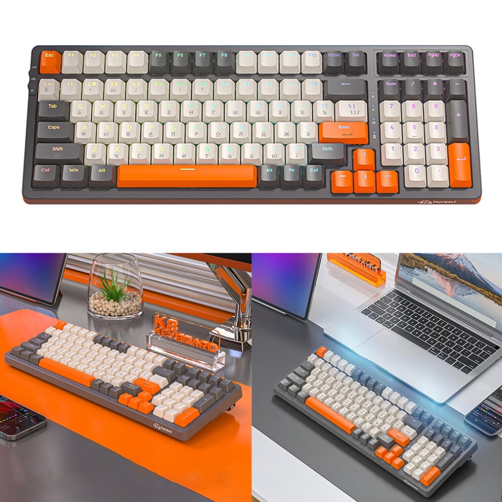 Jixopn Wireless Mechanical Keyboard Bt5.0/2.4Ghz /Type-C Wi ( Shaft) Gray/White/Red 9450273638461