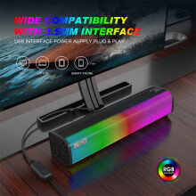 RGB Wired Computer Speakers, Mini Stereo Sound Bars With USB, Linear- Speakers, Suitable For PC, Desktop, Mobile Phone Speakers