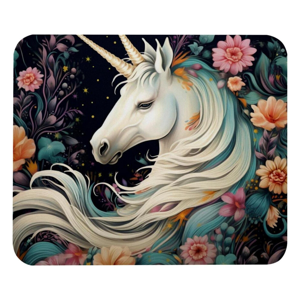 Hair Unicorn Mouse Pad 8.3'' X 9.8'' With Non-Slip Rubber Base, Compatible With Laptop, Writing & Gaming White 9450273638485