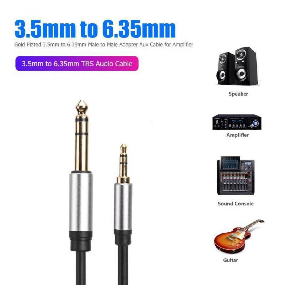 3.5Mm To 6.35Mm Male Trs Stereo Audio Adapter Cable 10Ft For Amplifiers, Guitar, Keyboard, Home Theater, Headphones 9402001812612