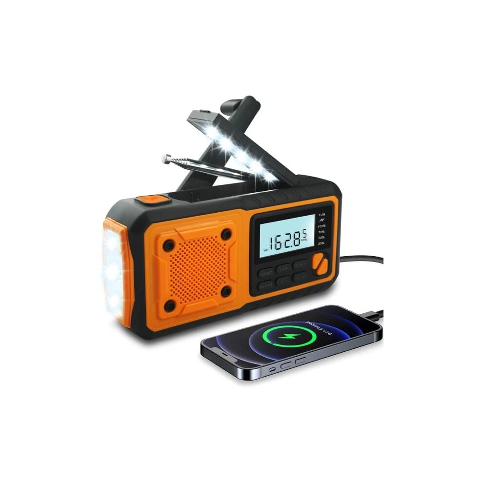 Newest Emergency Radio, 4000Mah Powerbank Solar Hand Crank Radio, Am/Fm/Wb/Noaa And Alert Portable Weather Radio 9402001814791