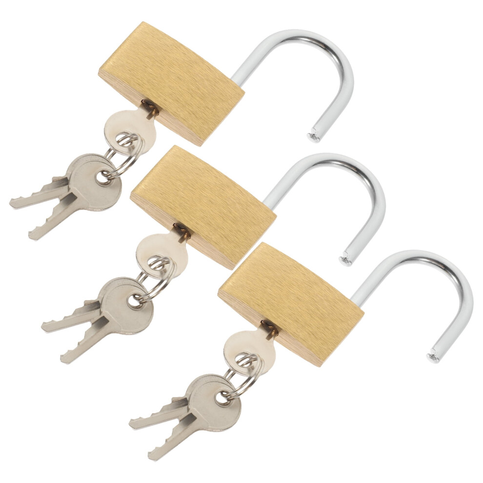 3Pcs Garage Locks Keyed Padlock Fence Locks Copper Padlock Lock Set With Keys 9085618792593