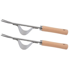 2Pcs Stainless Steel Garden Hand Weeder with VShaped Fork Tip and Ergonomic Glossy Handle