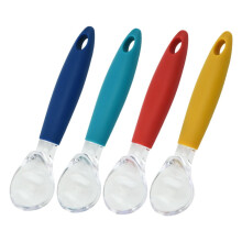 4pcs Ergonomic Ice Cream Scoop Set with Stainless Steel Dessert Spoons for Home and Dessert Shops