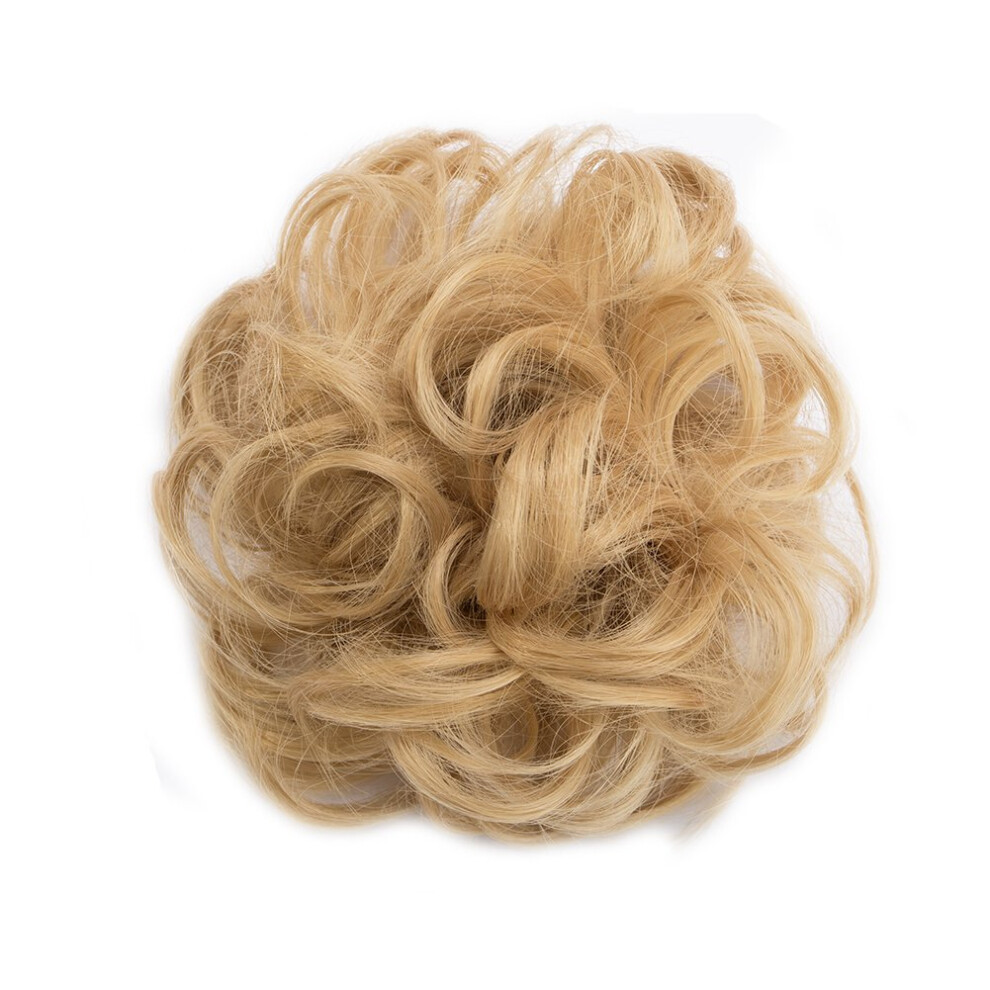 Unisex Dark Messy Bun Hair Piece Synthetic Hair Bun Extension Blonde And Ash Blonde For Instant Volume