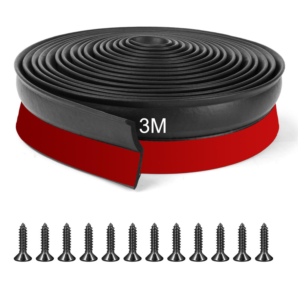 Flintronic Universal Garage Door Seal, 3M Rubber Seal Strip, Weather Stripping Draught Excluder With Strong Adhesive, Weatherproof Garage Door Thresh 53012081