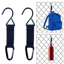 Fence Hooks with Secure Carabiner for Bat Bags and Water Bottles, Metal Sports Gear Holder (2)