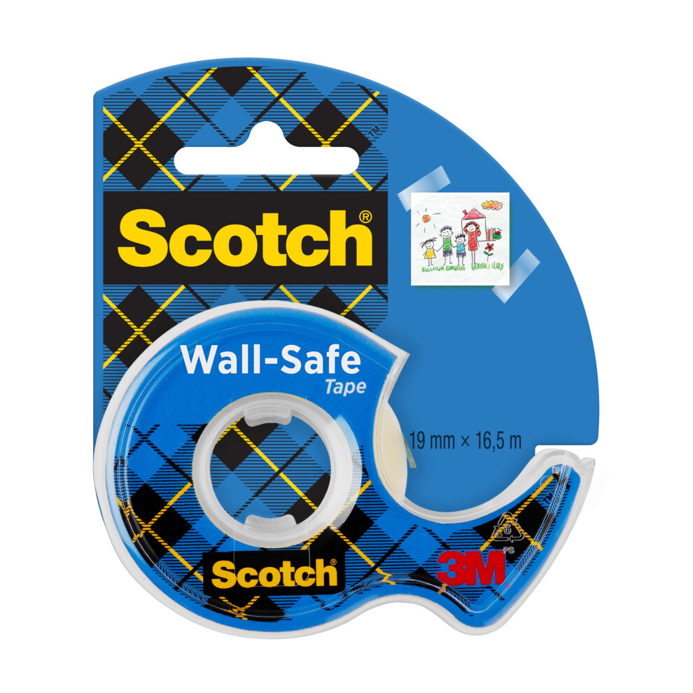 Scotch Wall-Safe Tape, 19 Mm X 16.5 M, 1 Roll On Handeld Dispenser/Pack Brown