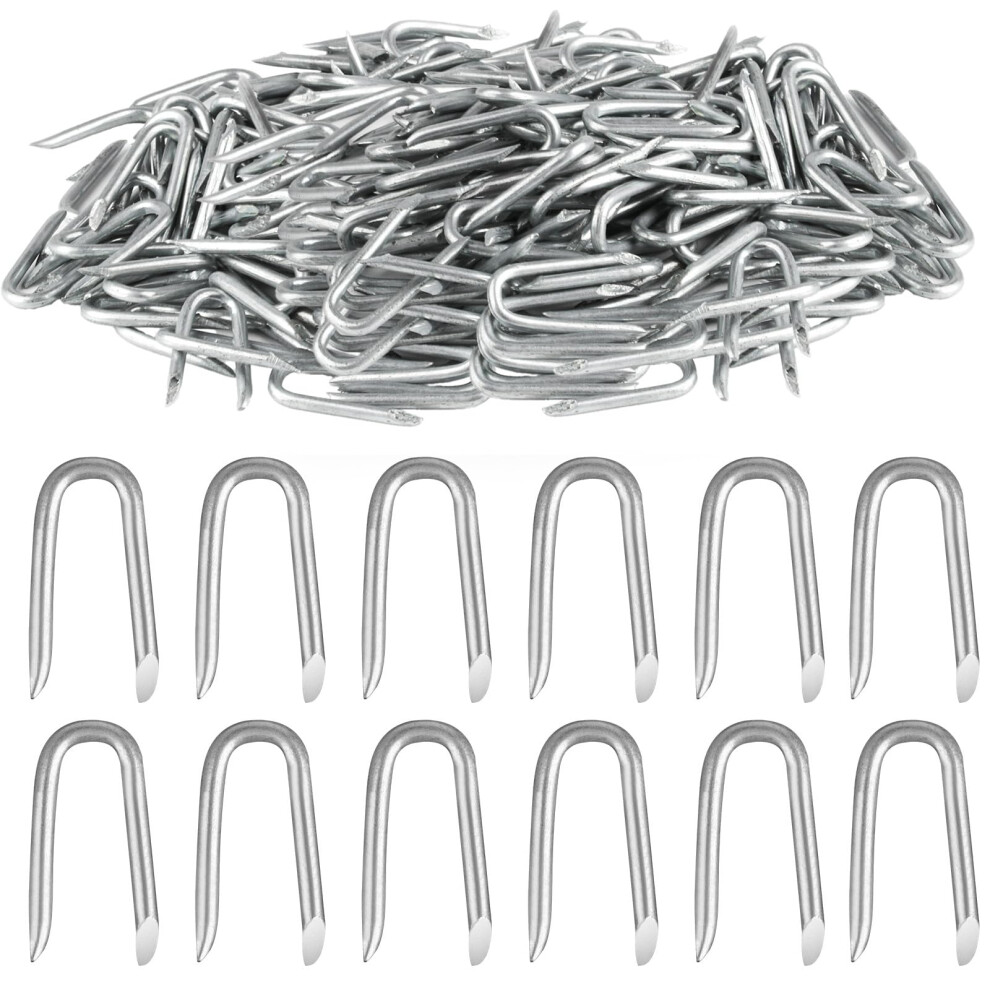 200 Pcs Galvanised U Nails, Heavy Duty Fence Staples For Chicken Wire, Mesh Netting, Garden Fencing, Steel Rust-Resistant Fasteners, Secure Woven Wir 75969301