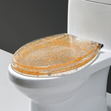 Elongated Glitter Soft Close Toilet Seat with Quick Release, Universal Fit Resin Oval Design