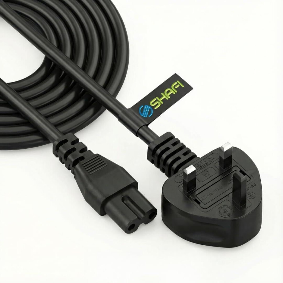 Photos - Cable (video, audio, USB) SHAFI 5M Figure 8 Power Lead - 2-Pin IEC-C7 Universal 3-Pin UK Plug Power Cable - AC Mains Power Cord Compatible PS5 Power C