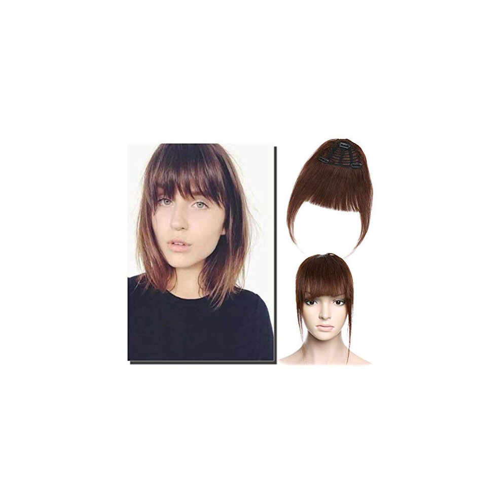 Unisex Clip In Human Hair Extensions Bangs, Natural Remy Fringe With Secure Clips For Instant Volume