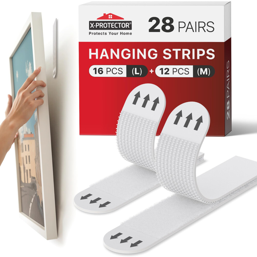 X-Protector Picture Hanging Strips - 28 Pairs Damage Free Picture Hangers - Self Adhesive Picture Hangers Without Nails - Heavy Duty Wall Adhesive - 79606370