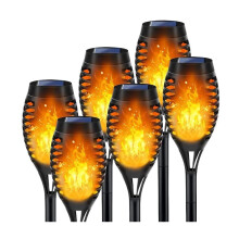 Solar Pathway Lights Outdoor Waterproof Flickering Flame Torch for Garden Patio Yard Decor Black 6 Pack