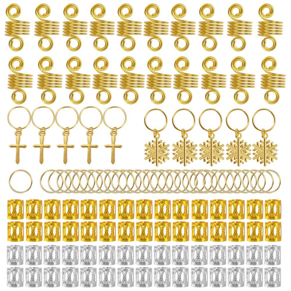 Unisex 120Pcs Braid Hair Jewelry Set With Aluminum Dreadlock Beads Metal Cuffs And Styling Accessories