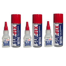 SUF-FIX 3x Mitre Adhesive Spray and Gel Two-Unit Kit | 50g Adhesive 200ml Activator Spray Instant Gluing | Fast Adhesives Kit for Wood, Glass, Plasti