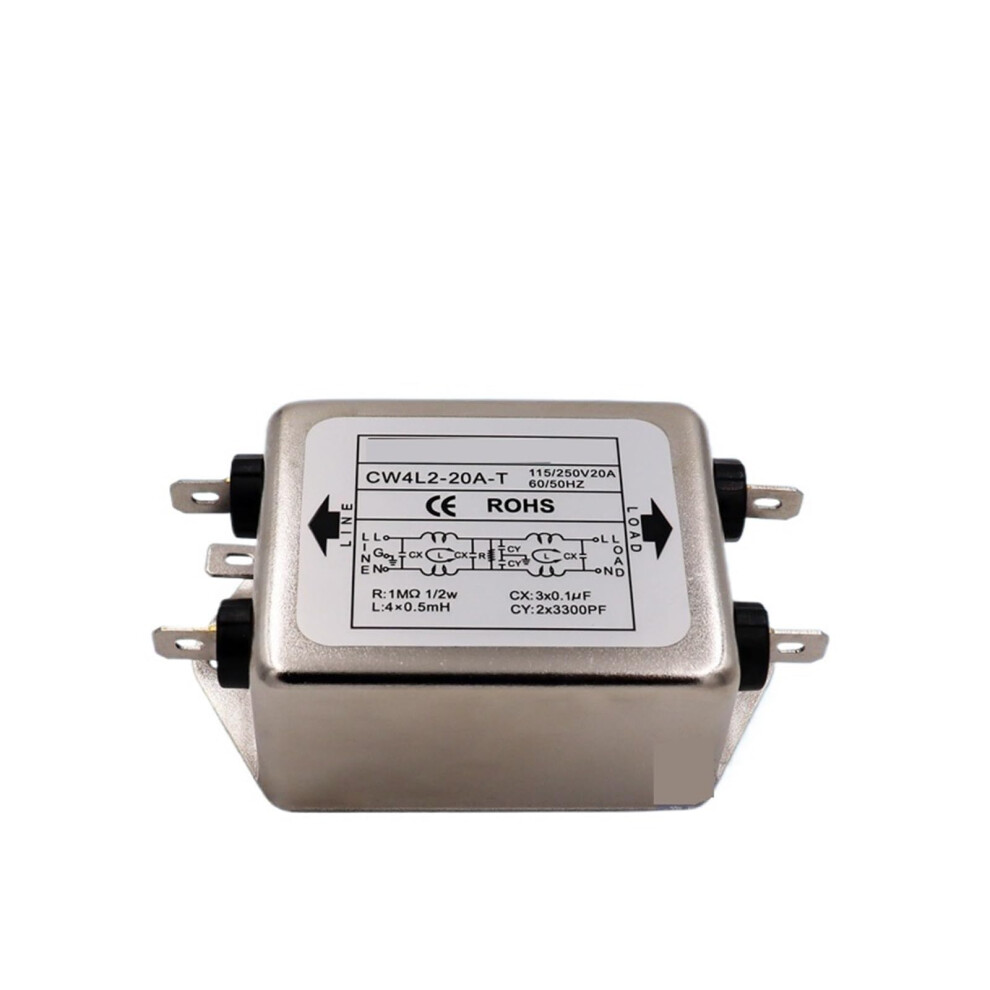 Cw4l2 20A Dual Stage Emi Power Filter 220V Ac Noise Suppression Single Phase Bipolar Terminal 9455672566650