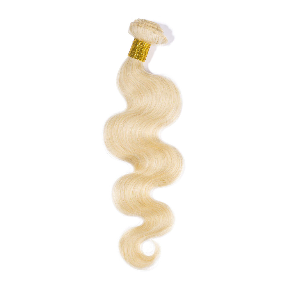 Brazilian Blonde Hair Extensions 613 Body Wave Human Hair Bundles 16 Inch Virgin Weave 100g