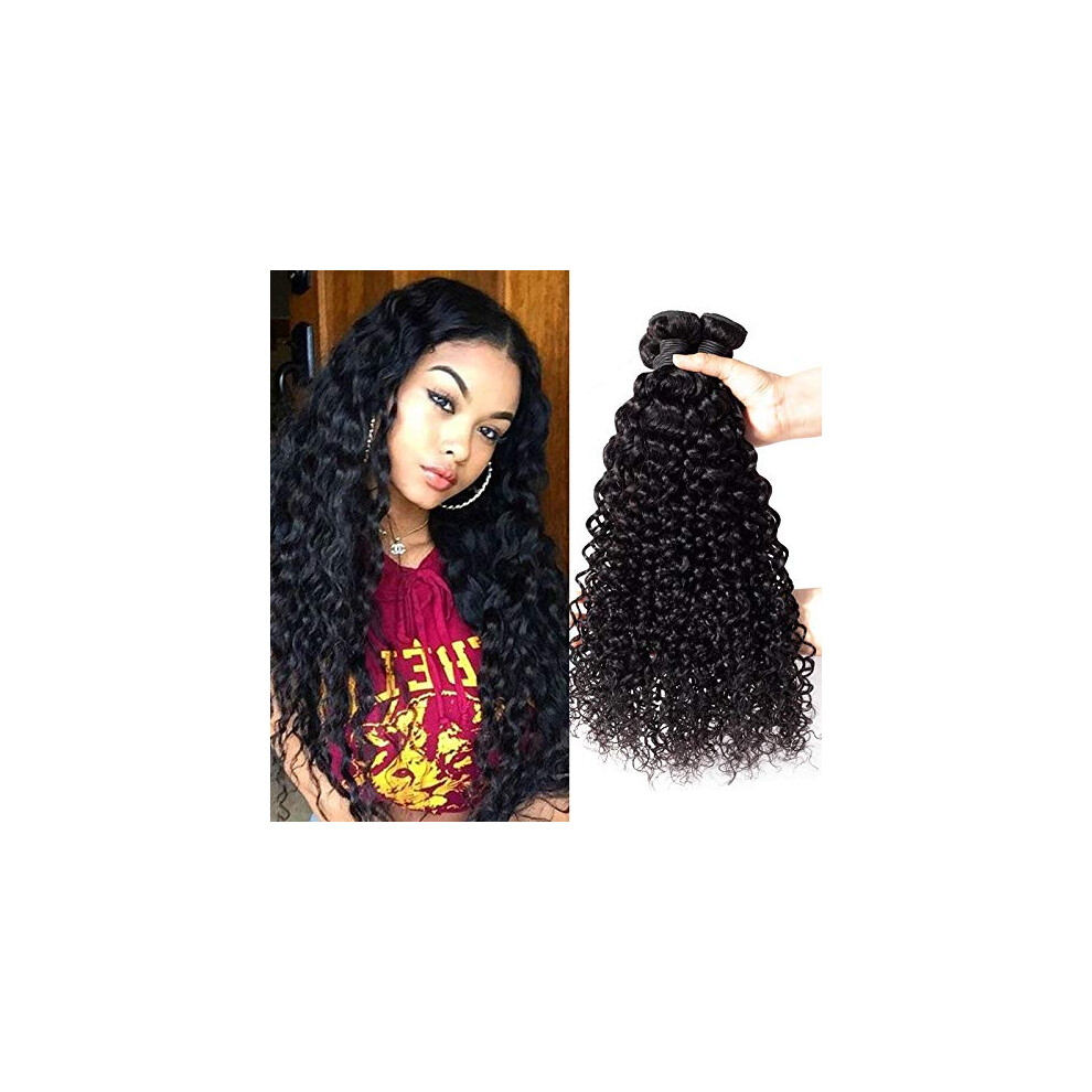 Unisex Black Brazilian Virgin Curly Hair Bundles 100% Unprocessed Human Hair Weave Natural Jerry Curly 14 16 18 Inch