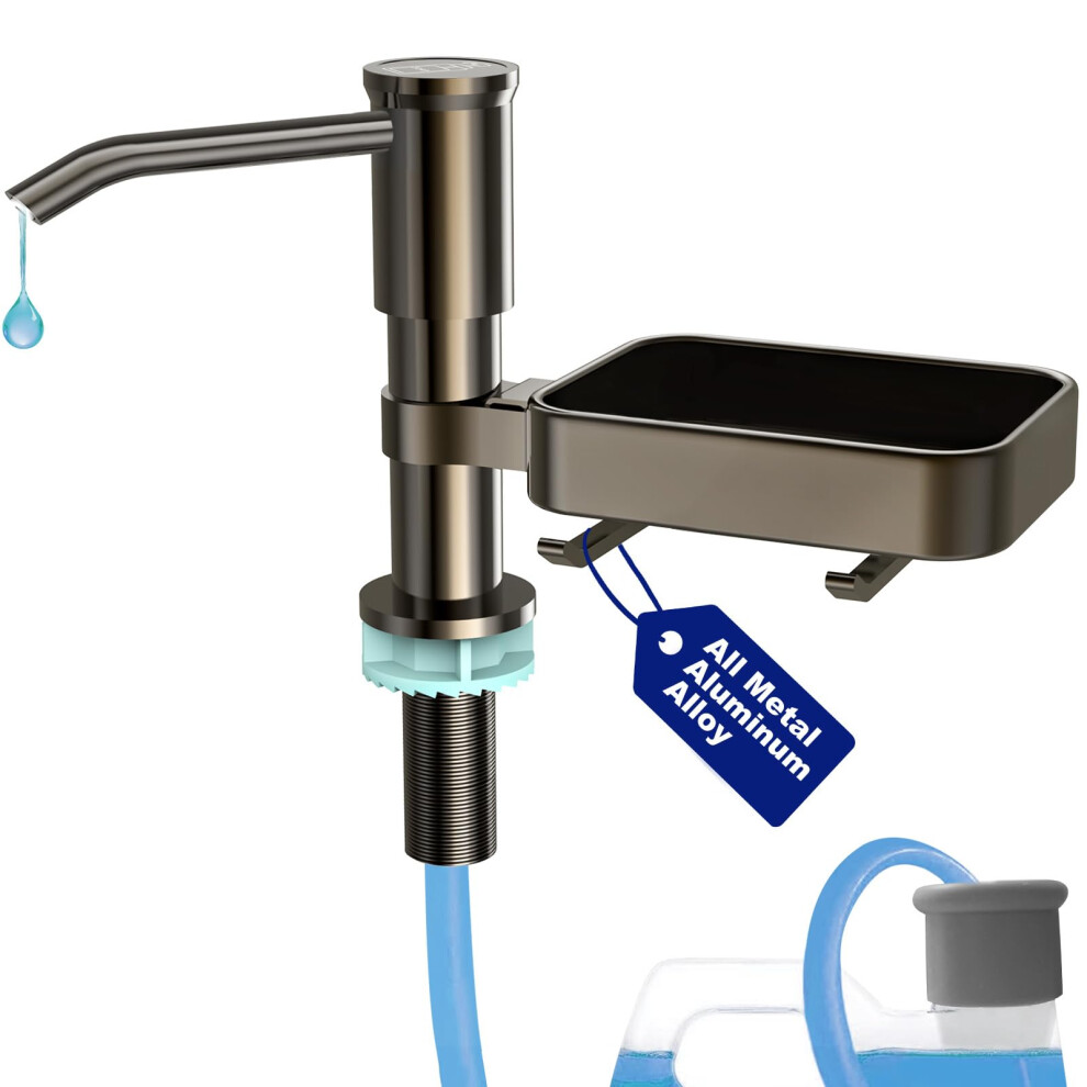 Kitchen Sink Soap Dispenser Builtin With Sponge Rack And Extension Tube, Rustresistant Gray 9113335458239
