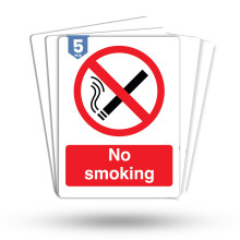 Dam Words 5 x No Smoking Signs | 180mm x 135mm Adherent Vinyl No Smoking Stickers to Warn/Notify Visitors or Clients | No Smoking Sign Outdoor/Indoor