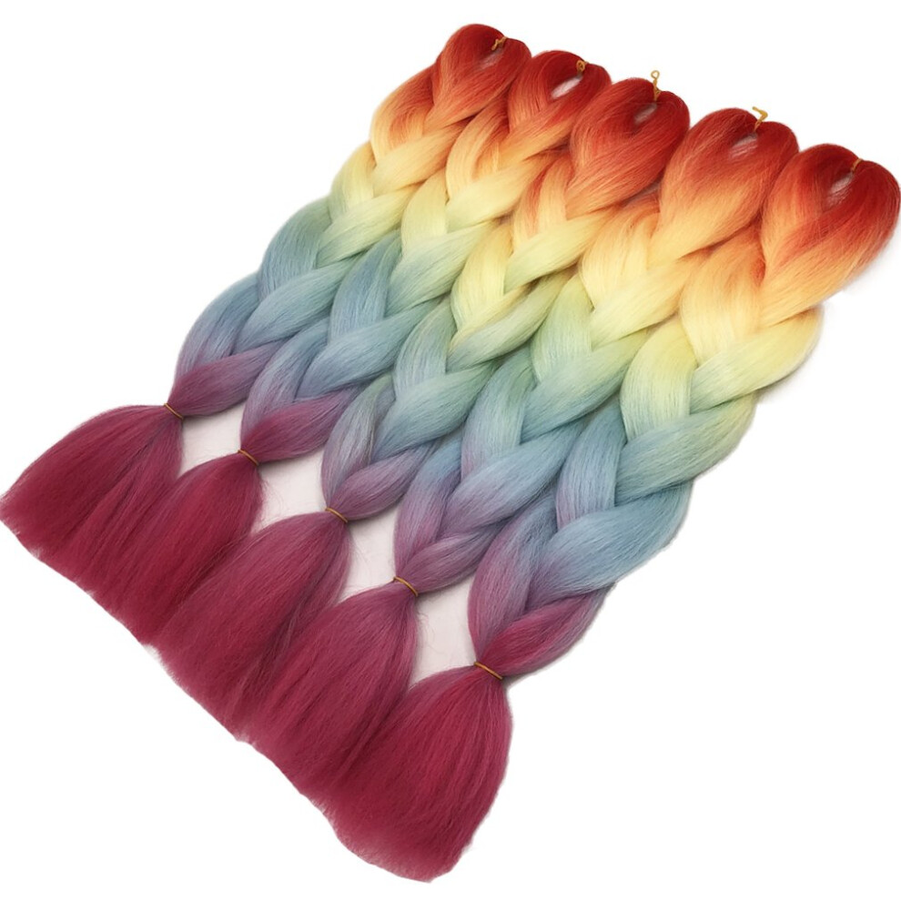 Unisex Seven Colors Ombre Braiding Hair Extensions 100G Synthetic Jumbo Crochet Braids For Box Braids