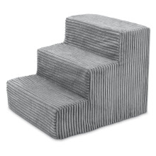 TiaGOC Dog Stairs for Small Dogs & Cats, Foam Pet Steps Portable Ramp for Couch Sofa and High Bed, Non-Slip, No Assembly - Gray, 3-Step